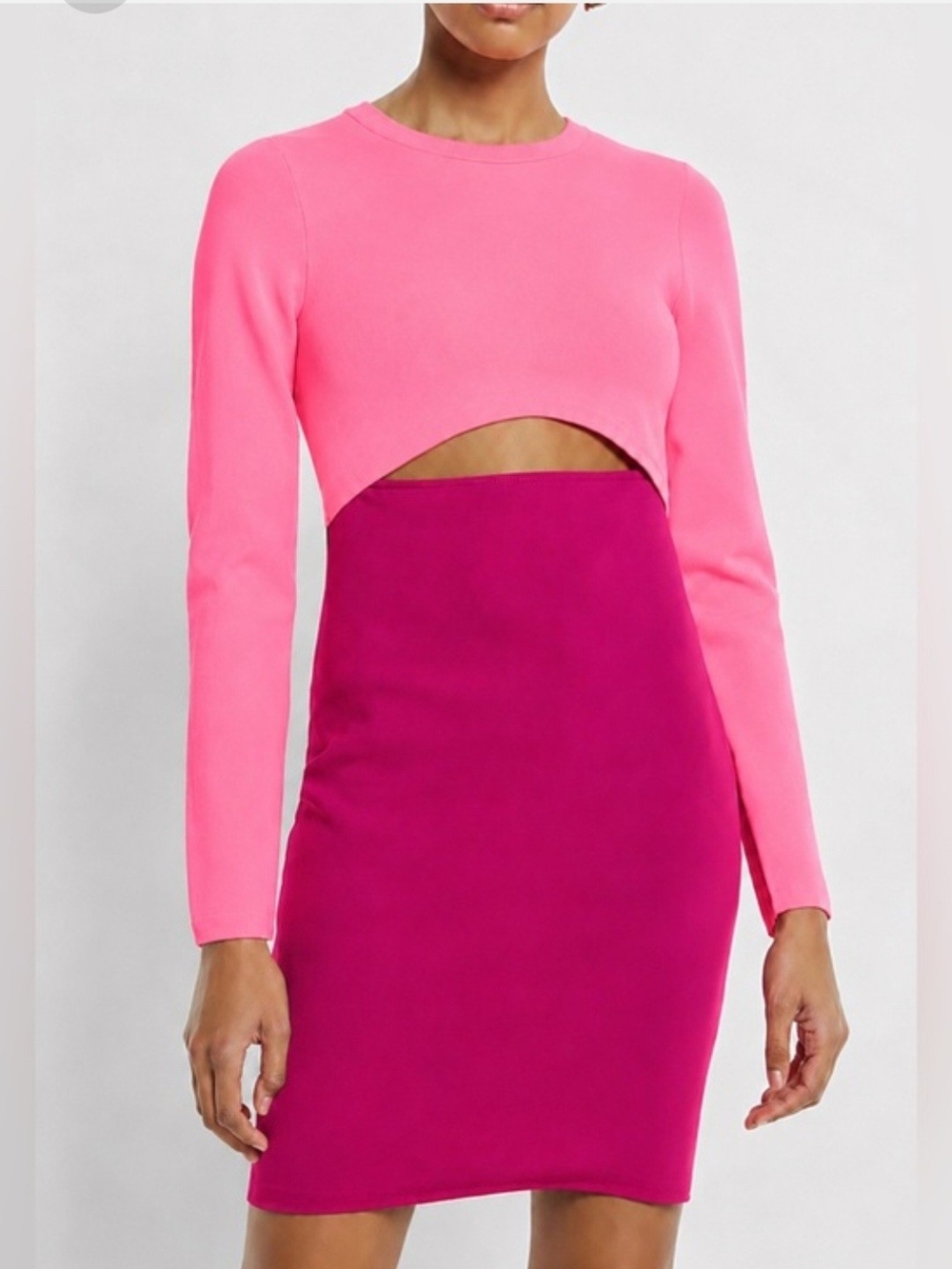 Express Two-Tone Pink Cutout Midi Dress